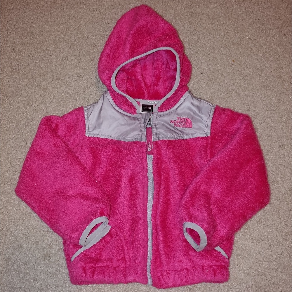 Girls 2t pink and grey North Face osito jacket